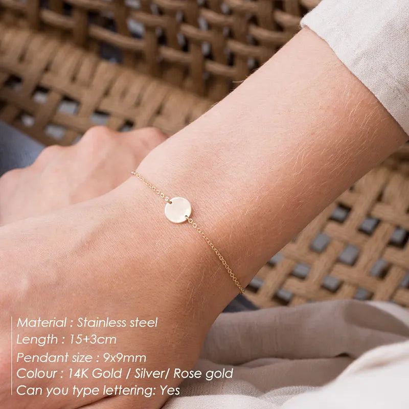 Modessie Stainless Steel Bracelets for Women Adjustable Chain Charm Bracelets Women Minimalist Round Bracelet Jewellery