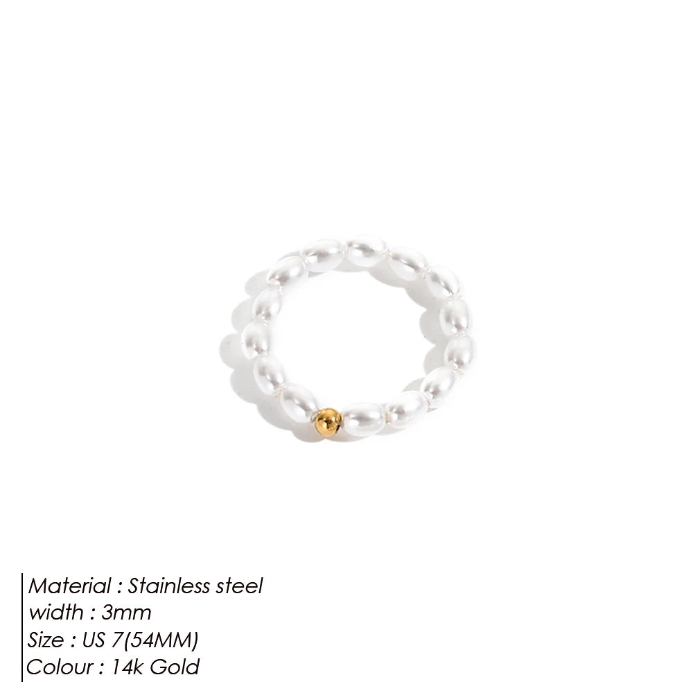 Imitation Pearl Minimalist Pearl Finger Ring White Round Pearl Ring
