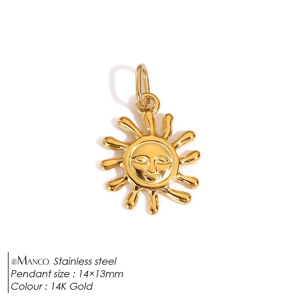 Modessie Star Sun Pendant Charms for Earrings Necklace Making Supplies Stainless Steel Gold-Plated Diy