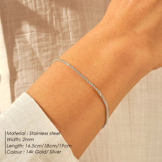 Modessie Silver Color Stainless Steel Box Chain Bracelet for Men / Women