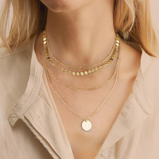 Modessie Trendy Multi Layered Stainless Steel Necklace Women Dainty Imitation Pearls Choker Necklace for Women