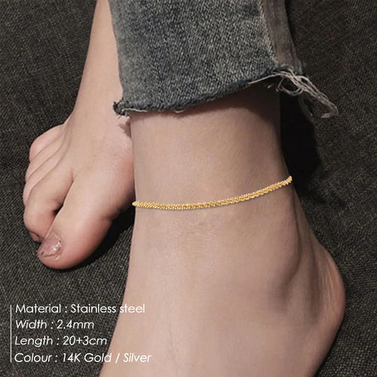 Modessie Gold/Silver Color Cauliflower Anklet Bracelet On The Leg Fashion Female Anklets Barefoot For Women Leg Chain Beach Foot Jewelry