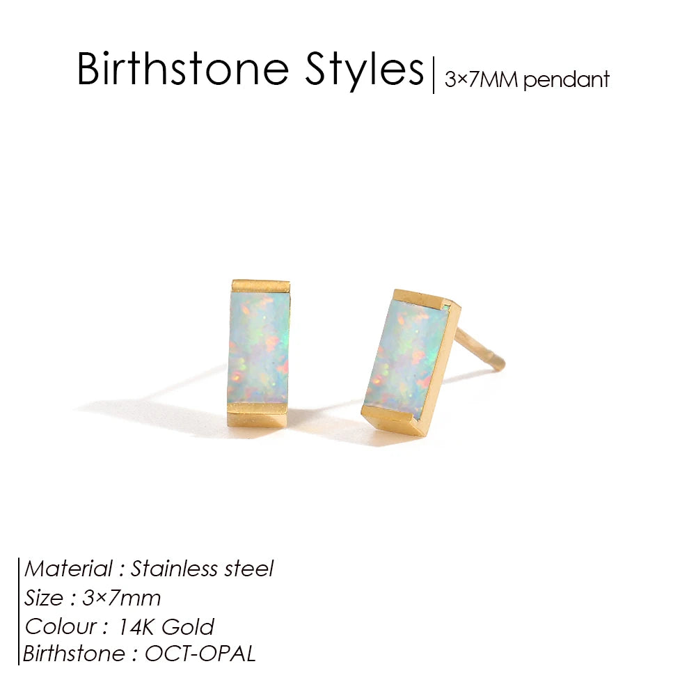 Modessie Stainless Steel Gold-Plated Colorful Birthstone Earrings High-end Rhinestone Jewelry