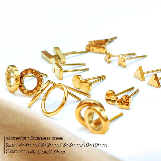 Modessie Girls Stainless Steel Stud Earrings for Women Office Small Round Earring Studs Minimalist Jewelry