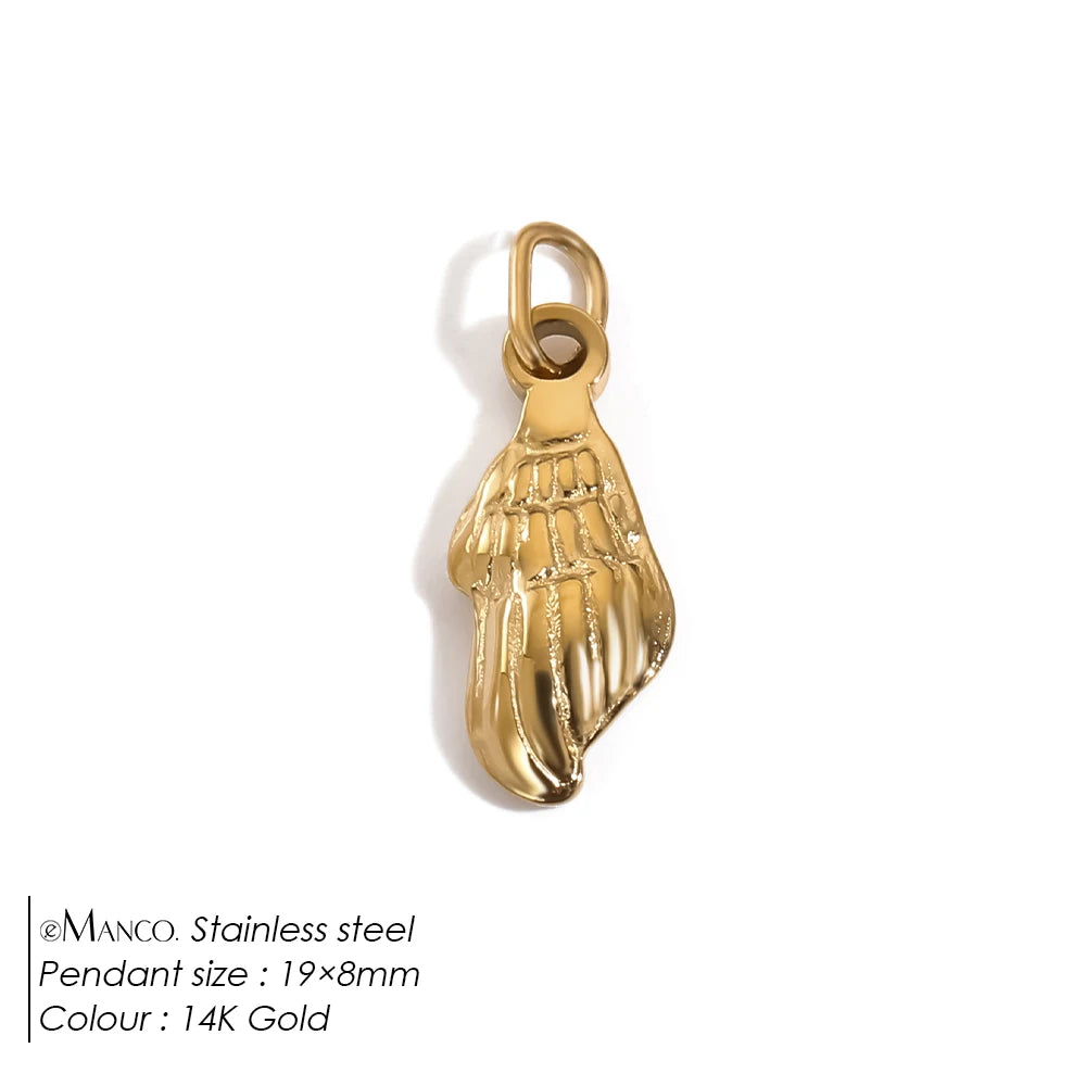 Modessie Fashion Marine Animals Charms Shell Fish Tail Hippocampus Japonicus Stainless Steel Pendants For Jewelry