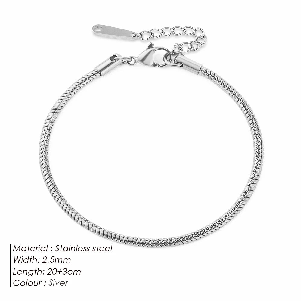 Modessie Snake Chain Anklet Stainless Steel Adjustable Chain Ankle Gifts for Women Girls Jewelry Accessories