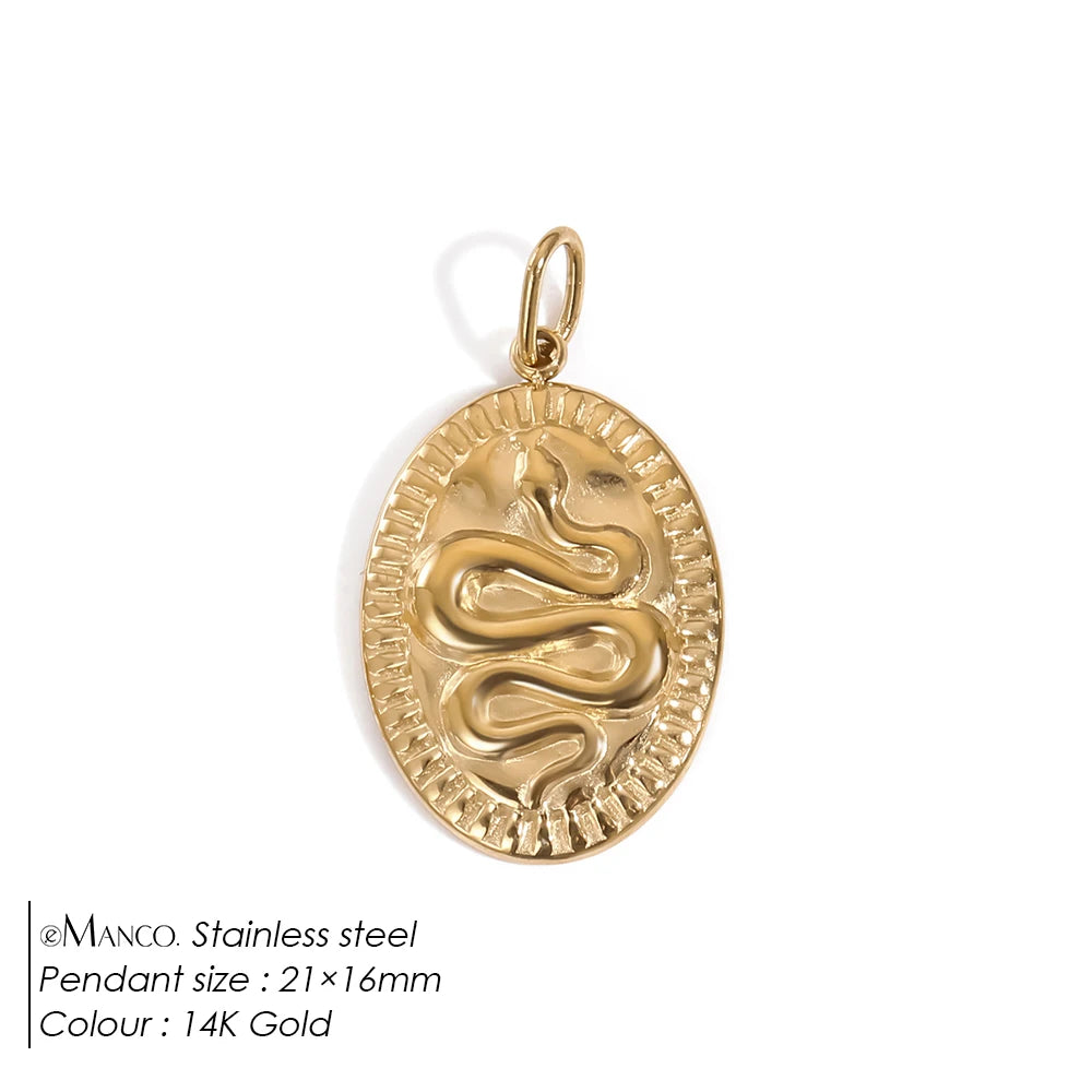 Modessie Stainless Steel Animal Snake Pendant Diy Charms for Necklace Bracelet Dangle for Jewelry Making DIY Jewelry