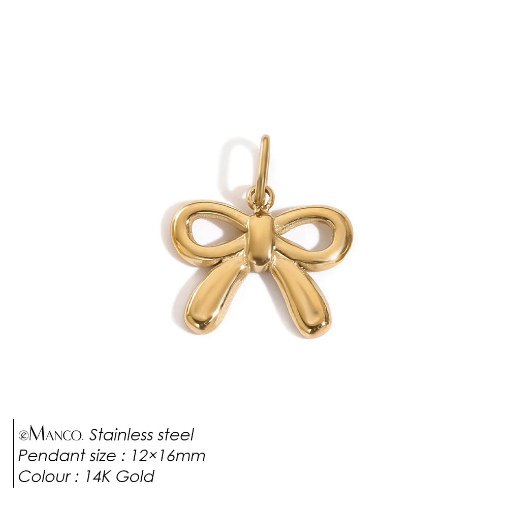 Modessie Stainless Steel Bow Charm Pendant for DIY Handmade Necklaces, Bracelets and Jewelry Making