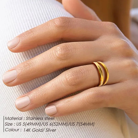 Modessie Women’s Ring – Retro Minimalist Gold or Silver Stainless Steel Jewelry