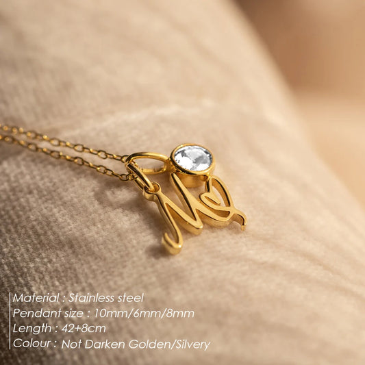 Modessie Light Luxury Necklace Artistic Initials A-Z Pendant Ladies Minimalist Jewelry Gifts Stainless Steel Jewelry