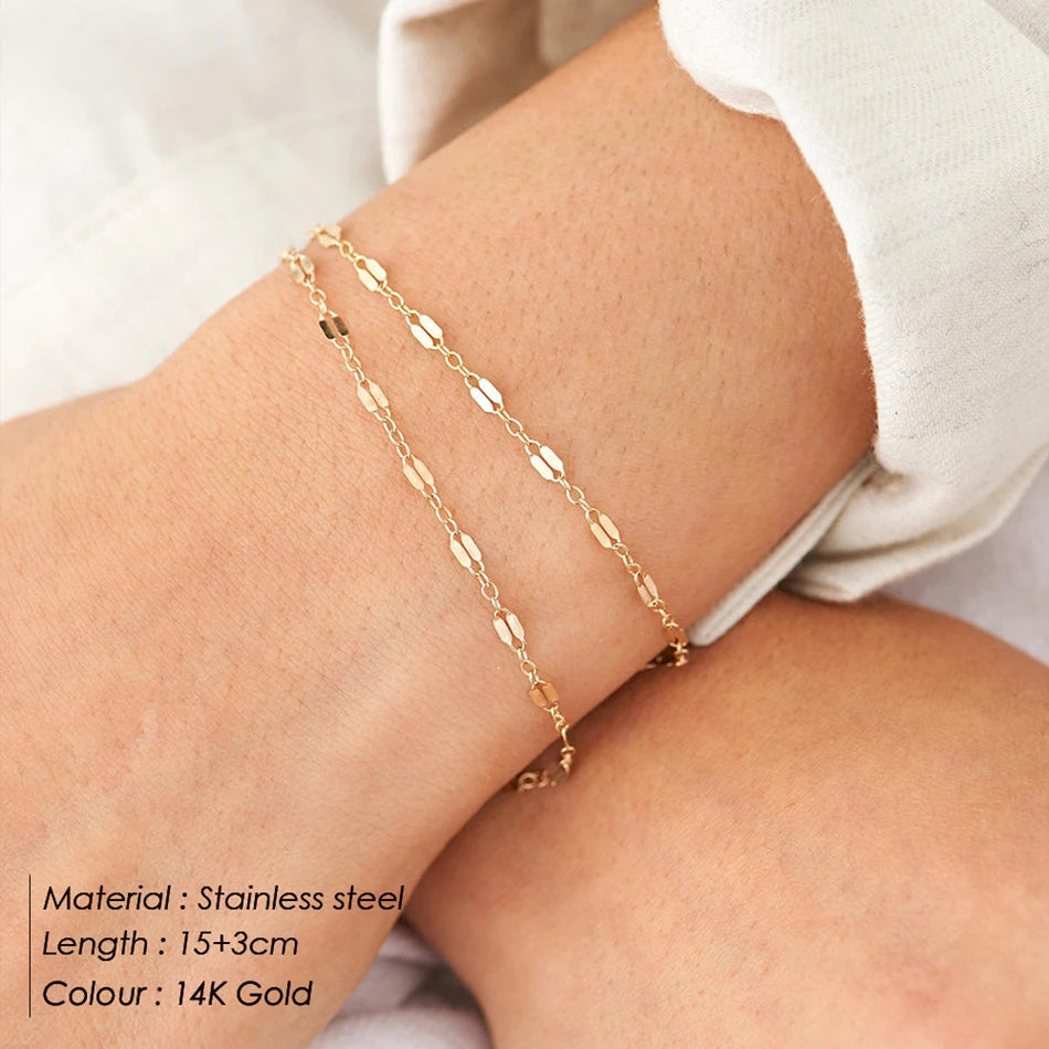 Modessie Adjustable Gold-Plated / Silver-Plated Stainless Steel Chain Bracelets for Women