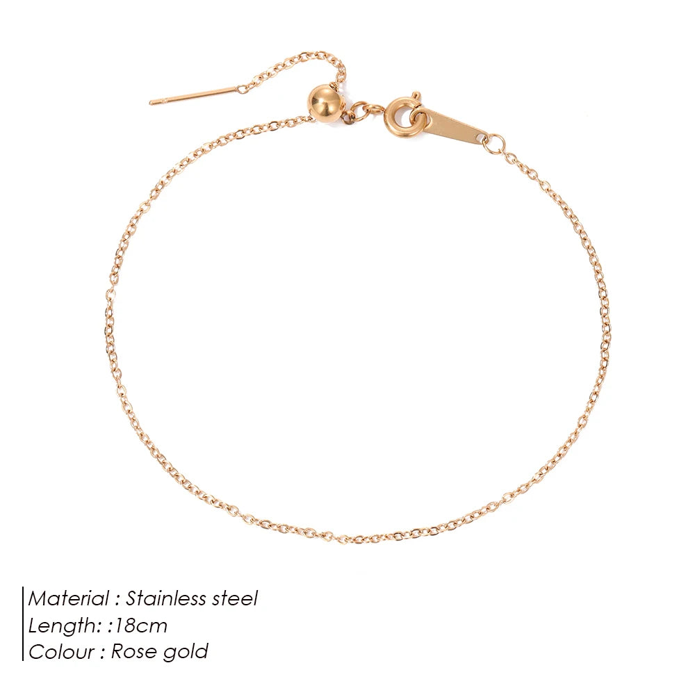 Modessie Adjustable Gold or Silver Plated Stainless Steel Chain Bracelets 18cm  For Women Wholesale Stainless Steel Jewelry Women Bracelets