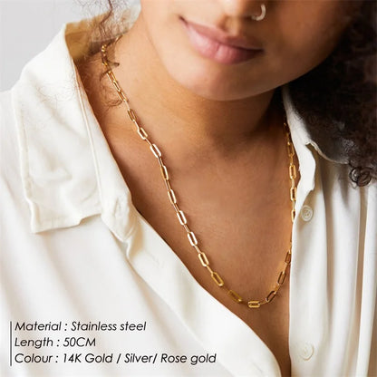 Modessie Gold Color 316 Stainless Steel Chain Necklace Women Chain Choker for Women Brand Jewelry