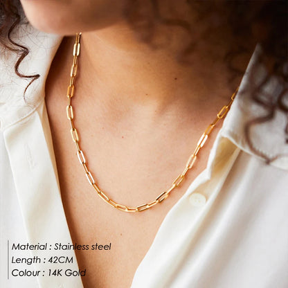 Modessie Gold Color 316 Stainless Steel Chain Necklace Women Chain Choker for Women Brand Jewelry