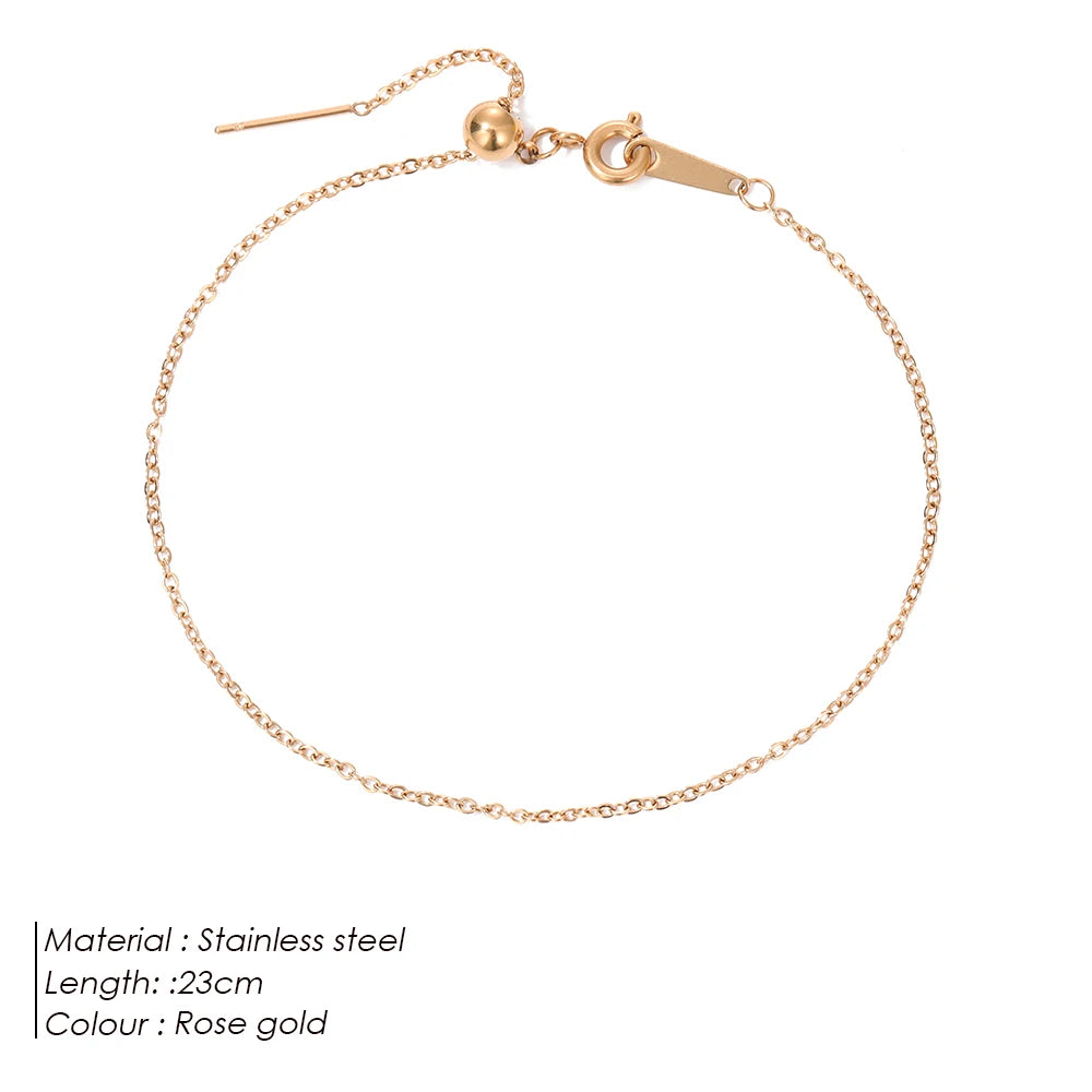 Modessie Adjustable Layered Anklets Gold/Silver Finish 316 Stainless Steel Simple Barefoot Crochet Sandals For Women Fashion Foot Jewelry Gift