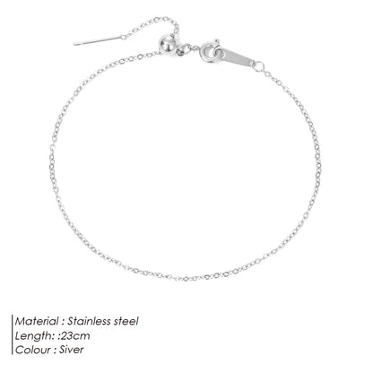 Modessie Adjustable Layered Anklets Gold/Silver Finish 316 Stainless Steel Simple Barefoot Crochet Sandals For Women Fashion Foot Jewelry Gift