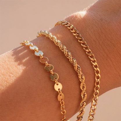 Modessie Twisted  Rope Chain Bracelet for Women  4MM Gold Color Stainless Steel Gold Color Necklace Fashion Jewelry