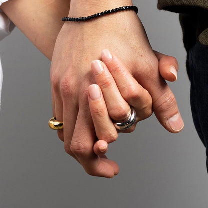 Modessie Fashion Simple Stainless Steel Rings for Women Arc Rings Jewellery Geometric Ring Size 5 6 7 8