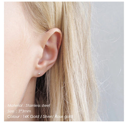 Modessie Diameter 3MM Ball Small Stud Earring for Women Simple Stainless Steel Earrings Set Fashion Jewelry