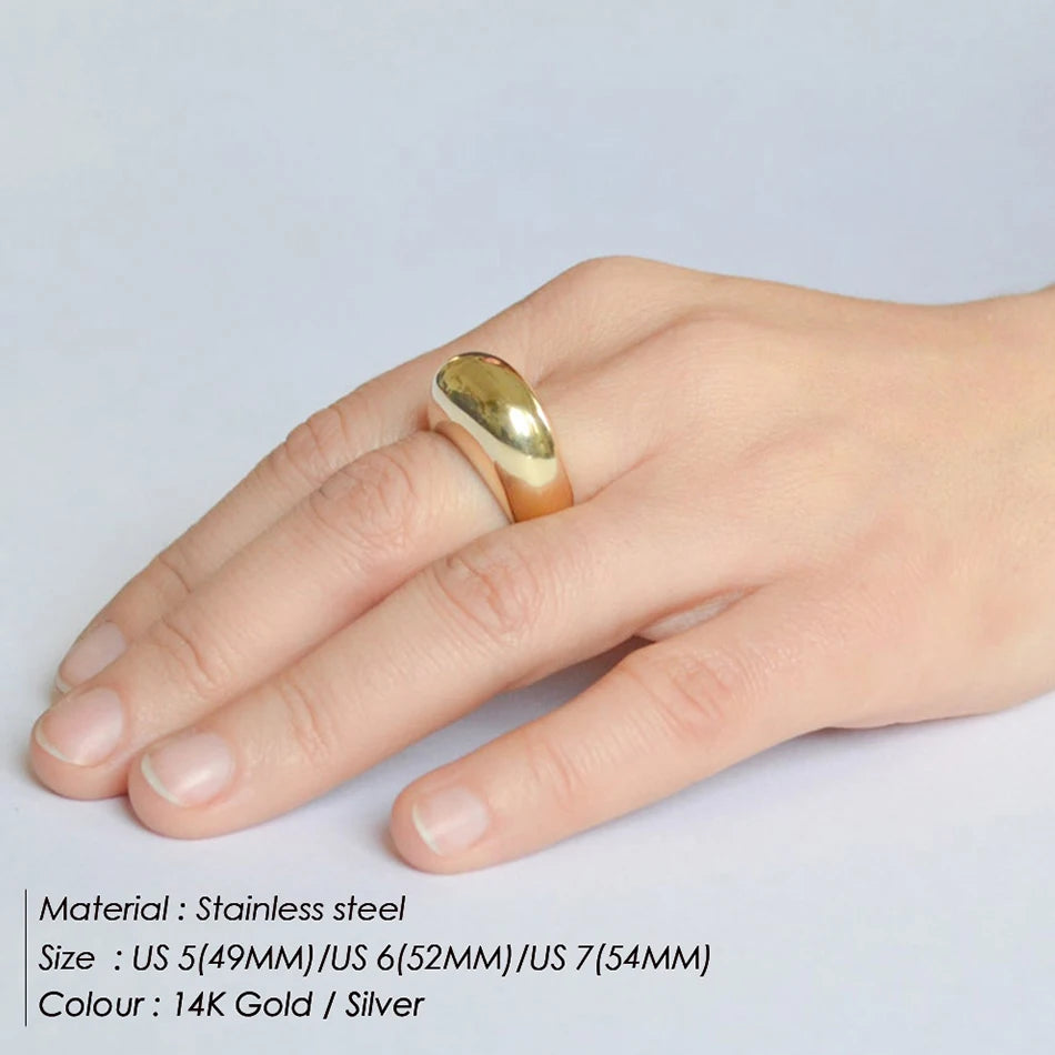 Modessie Fashion Simple Stainless Steel Rings for Women Arc Rings Jewellery Geometric Ring Size 5 6 7 8