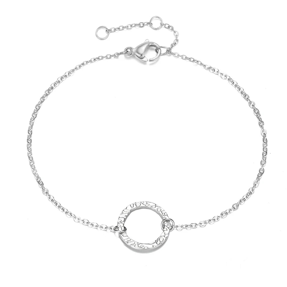 Modessie Women Trendy Thin 316 Stainless Steel Bracelet Minimalist Chain Bracelets for Women Adjustable Length Bracelet