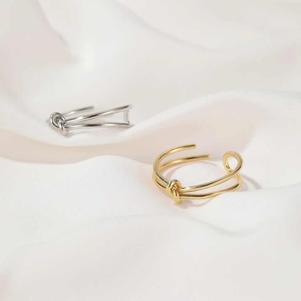 Modessie Gold/Silver Stainless Steel Braided Twist Ring for Women – Elegant, Durable, Everyday Fashion