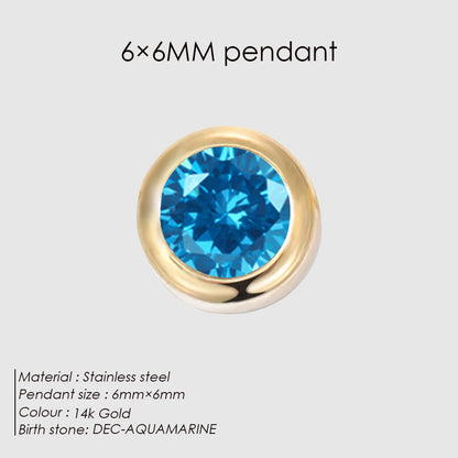 Modessie Stainless Steel Charm Rhinestone Necklace Pendant Fashion 12 Colors Birthstone For Jewelry Making Women DIY Accessories