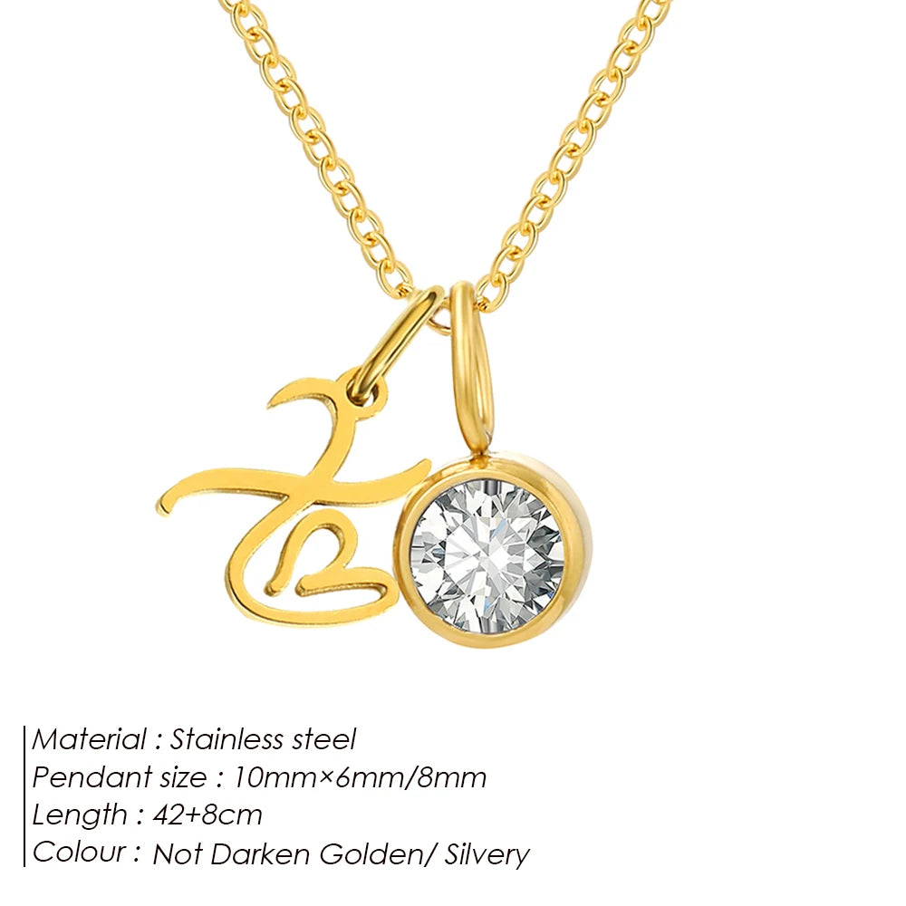 Modessie Light Luxury  Necklace Artistic Initials A-Z Pendant Ladies Minimalist Jewelry Gifts Stainless Steel Jewelry