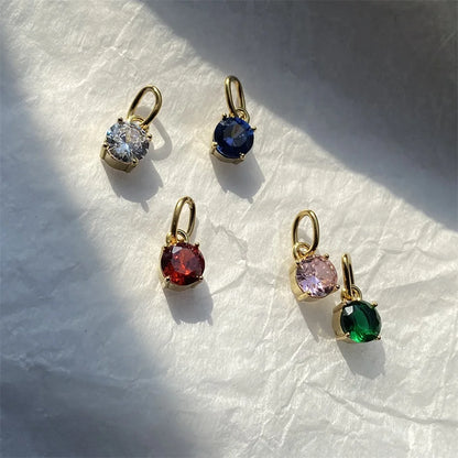 Modessie Stainless  Pendant Necklace Round Zircon Pendant Charms for Diy Necklace Bracelet Jewelry