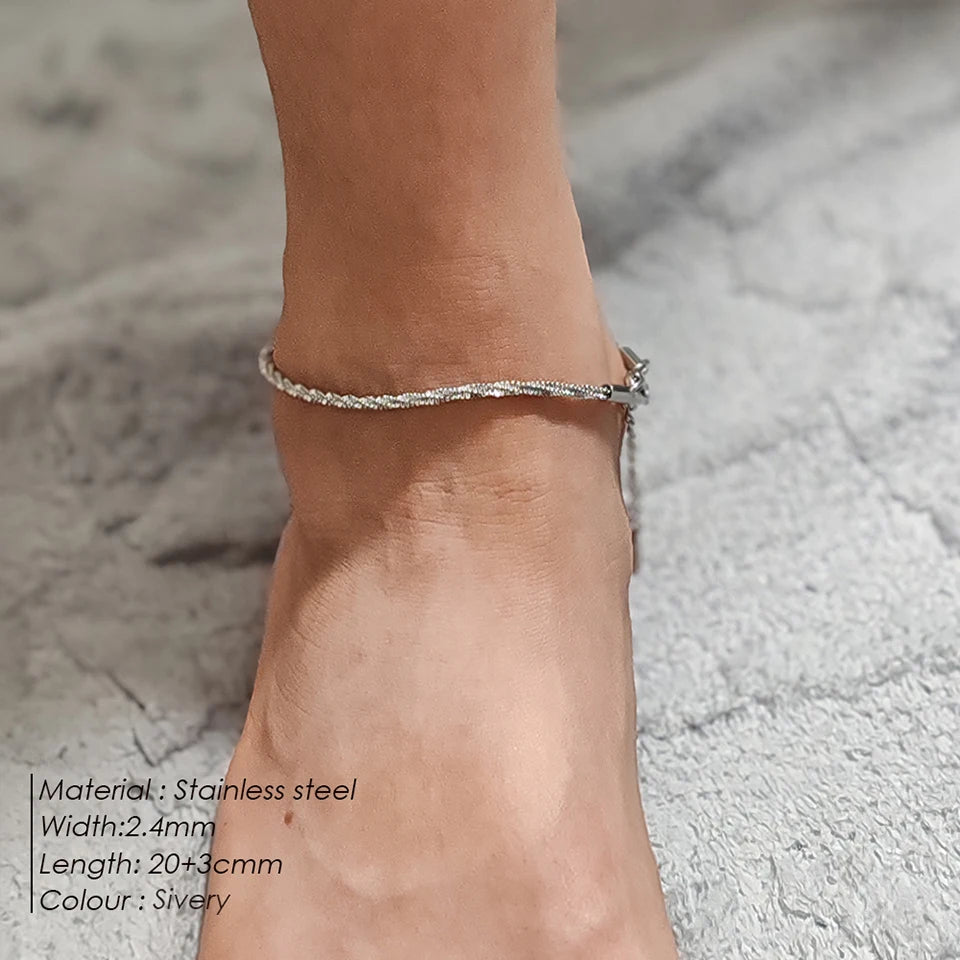 Modessie Silver Color  Anklet Bracelet On The Leg Fashion Female Barefoot For Women Leg Chain