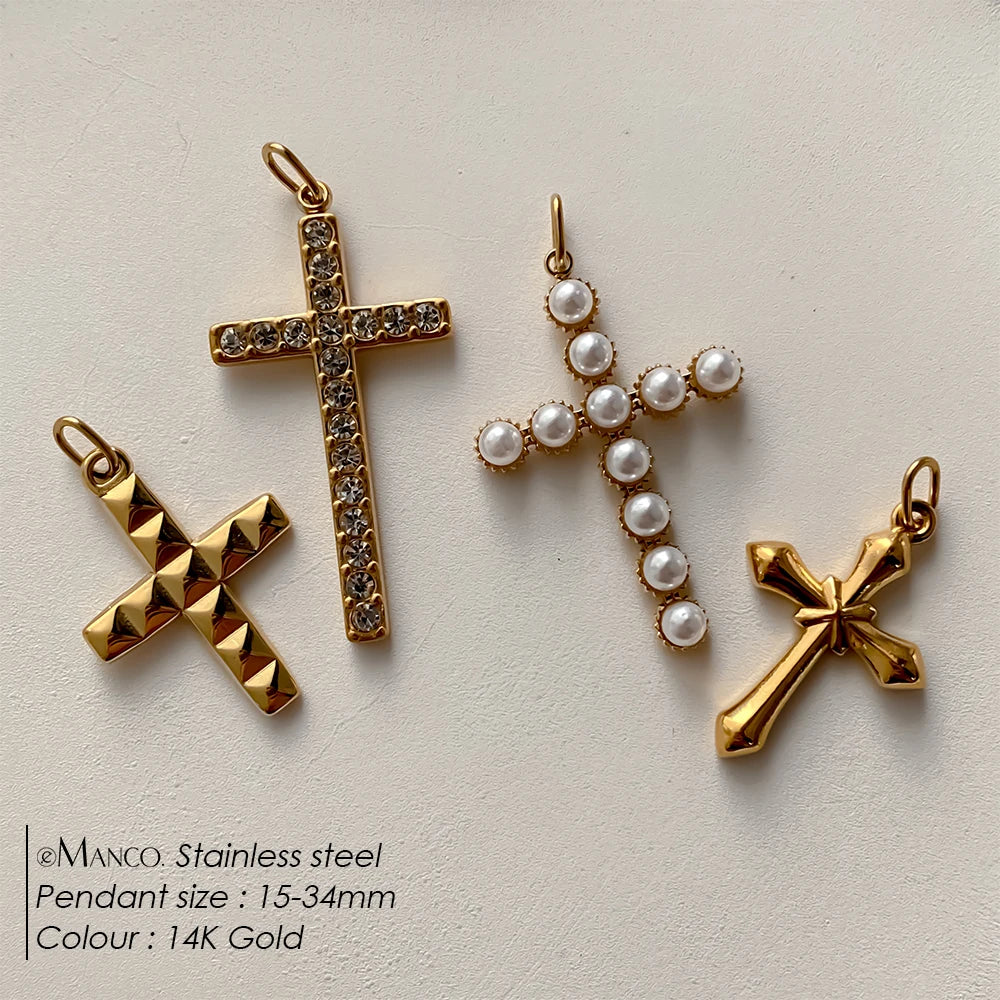 Modessie Stainless Steel Cross Charm Pendants For Bracelet Necklace Jewelry Accessories Diy Jewelry Making