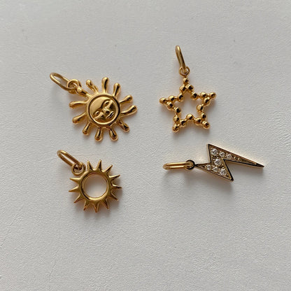 Modessie Star Sun Pendant Charms for Earrings Necklace Making Supplies Stainless Steel Gold-Plated  Diy