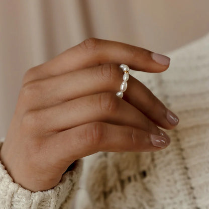 Imitation Pearl Minimalist Pearl Finger Ring White Round Pearl Ring