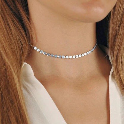 Modessie 4MM Silver Color Stainless Steel Choker Necklace Women Aesthetic Necklaces for Women