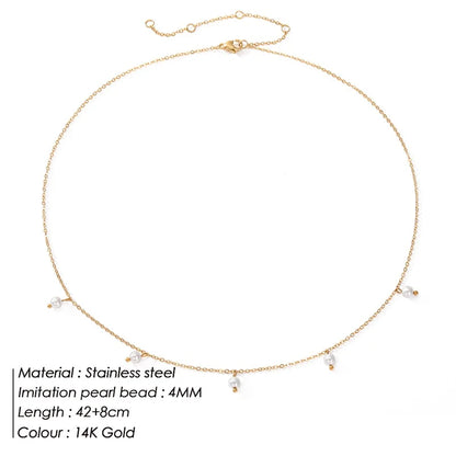 Modessie Stainless Steel  Imitation Pearl Choker Necklaces For Women Girls New Fashion Handmade Short Chain Jewelry