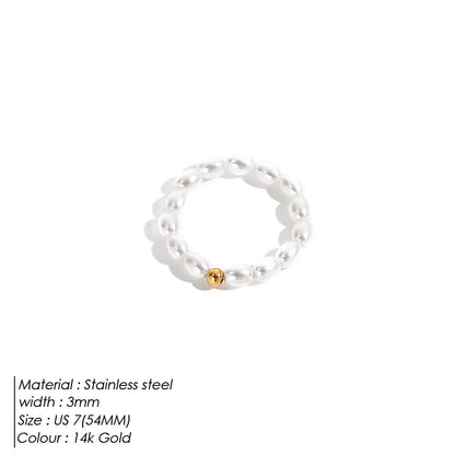 Imitation Pearl Minimalist Pearl Finger Ring White Round Pearl Ring