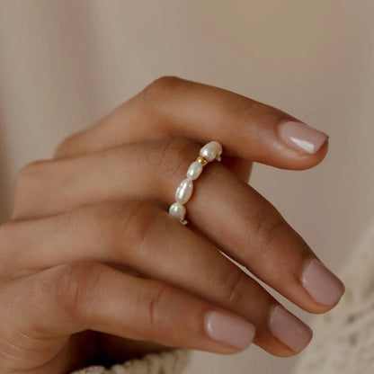 Imitation Pearl Minimalist Pearl Finger Ring White Round Pearl Ring