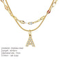 Modessie Double Stainless Steel Round Snake Chain Necklace Light Luxury Zirconia Alphabet Pendant A-Z High-end Fashion Jewelry