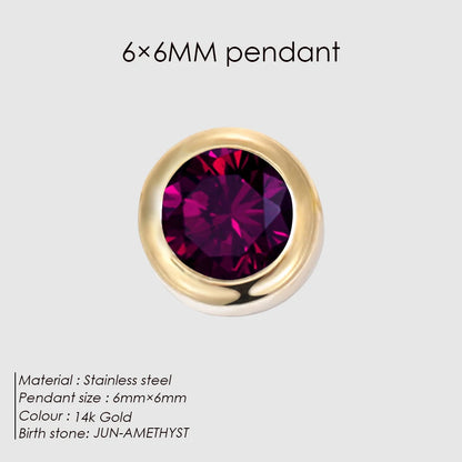 Modessie Stainless Steel Charm Rhinestone Necklace Pendant Fashion 12 Colors Birthstone For Jewelry Making Women DIY Accessories