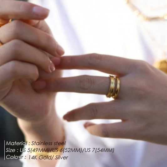 Modessie  Gold Color /Silver Color Geometric Multi-layer Line Ring for Women Elegant Jewelry