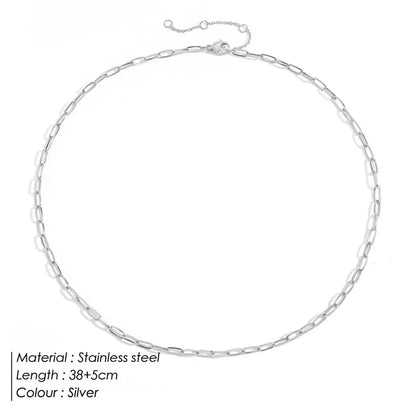 Silver Color Fine Chain Necklace For Women Stainless Steel  Fashionable  Link chain Minimalist Jewelry Gifts Hot Selling