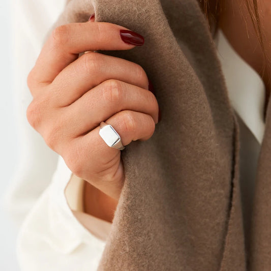 Modessie Stainless Steel Punk Style Geometric Jewelry Ring Gold Plated/Silver-Plated