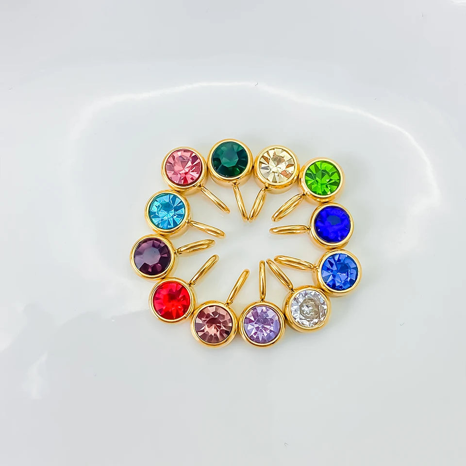 Modessie 12 Color Birthstone Pendant Month Zirconia Necklace Color Stone Accessories Birthday Gift