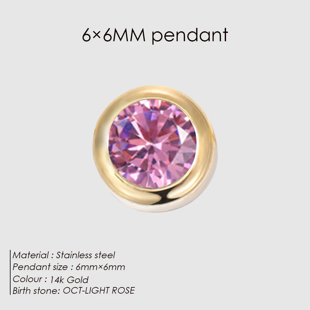 Modessie Stainless Steel Charm Rhinestone Necklace Pendant Fashion 12 Colors Birthstone For Jewelry Making Women DIY Accessories