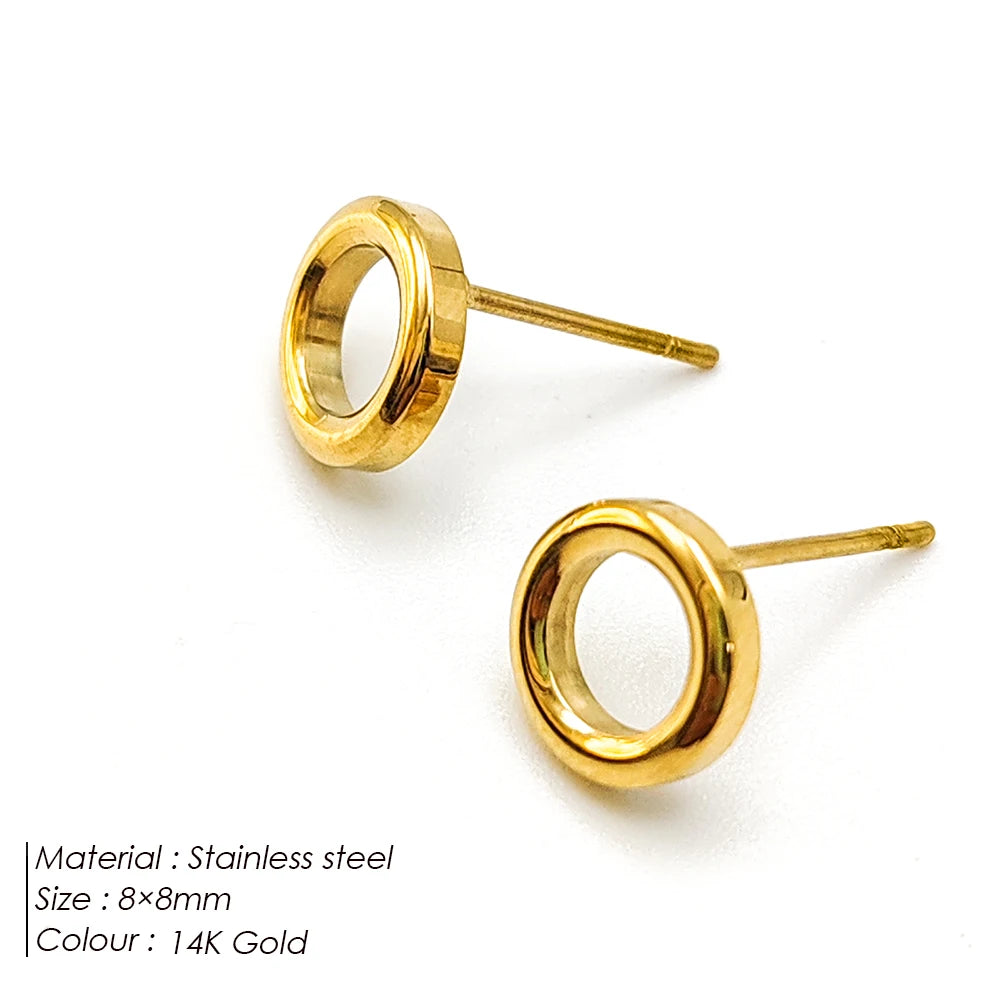 Modessie Girls Stainless Steel Stud Earrings for Women Office Small Round Earring Studs Minimalist Jewelry