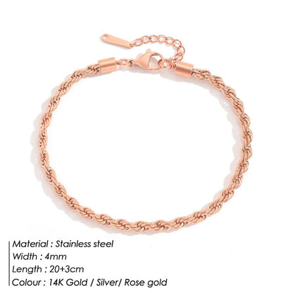 Modessie Rope Link Anklets Stainless Steel for Women Foot Accessorie Summer Beach Barefoot Sandals Bracelet Ankle Gifts