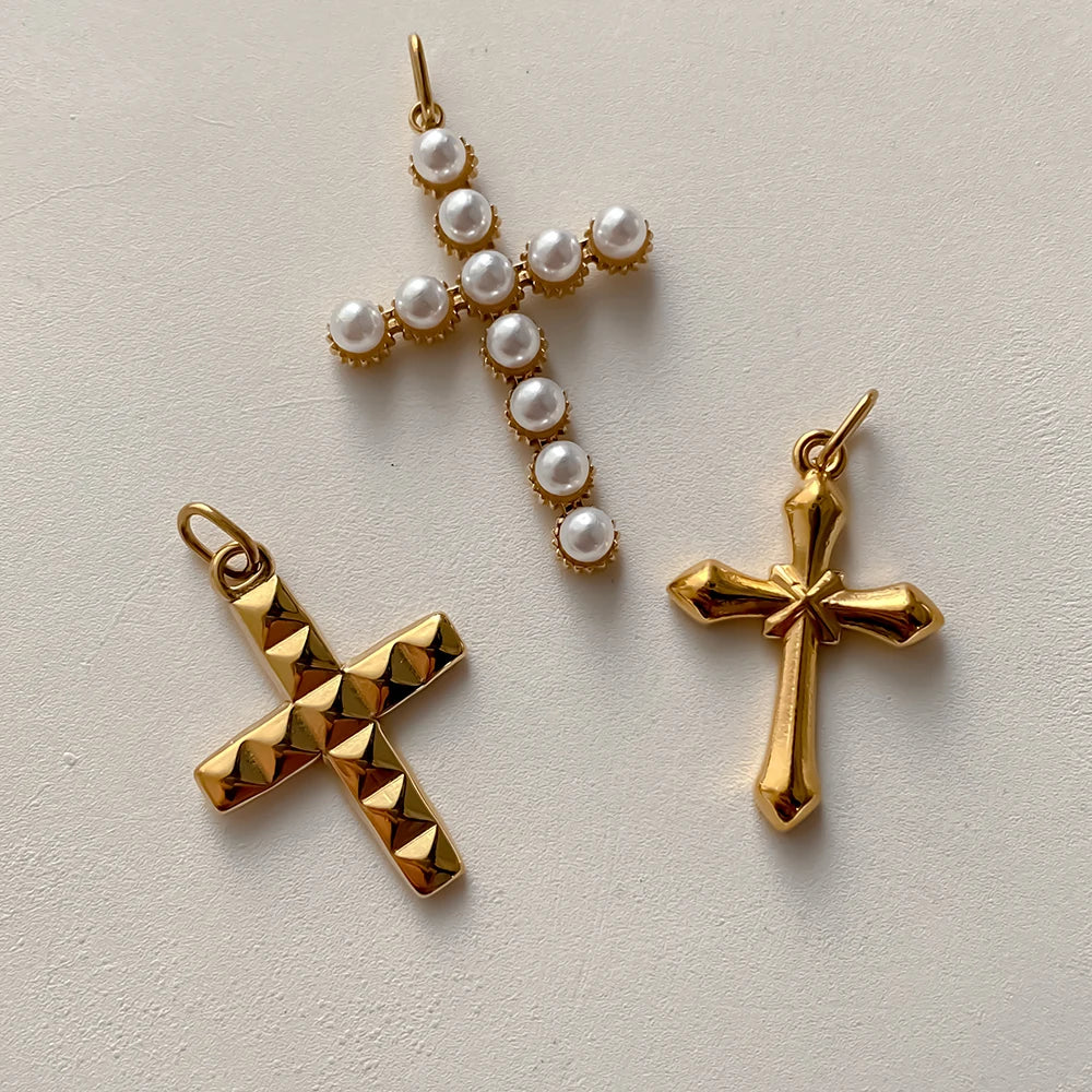 Modessie Stainless Steel Cross Charm Pendants For Bracelet Necklace Jewelry Accessories Diy Jewelry Making