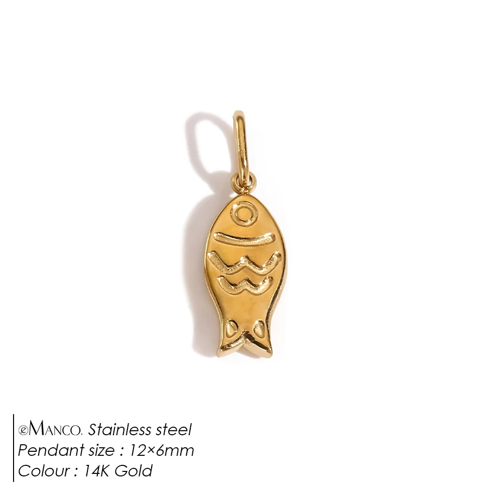 Modessie Fashion Marine Animals Charms Shell Fish Tail Hippocampus Japonicus Stainless Steel Pendants For Jewelry