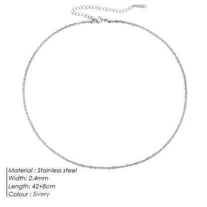 Modessie New Popular Silver Colour 2.4MM Sparkling Clavicle Chain Choker Necklace For Women Fine Jewelry