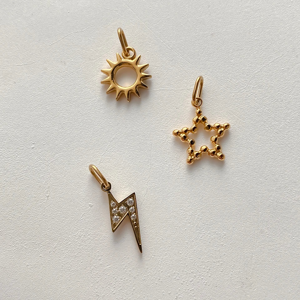 Modessie Star Sun Pendant Charms for Earrings Necklace Making Supplies Stainless Steel Gold-Plated  Diy